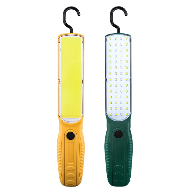 Luz de trabajo LED COB fuerte, reflector de mano, recargable por USB, portátil, para reparación de acampada, linterna de emergencia con gancho magnético
