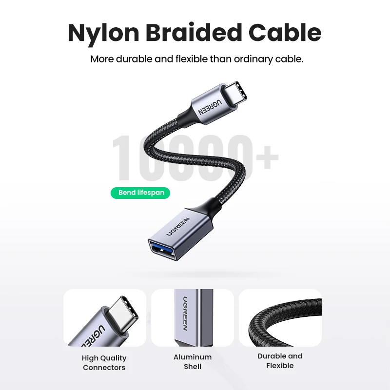 UGREEN-Adaptador USB tipo C a USB 3,0 OTG, Conector de Cable de datos para Samsung Galaxy 10, MacBook Pro 2019
