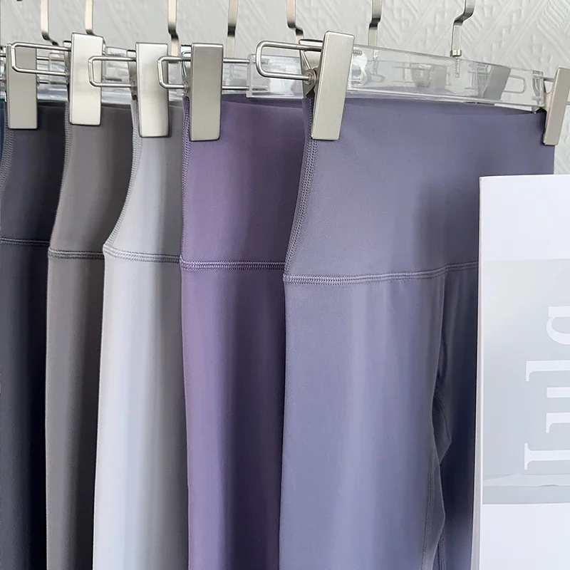 Pantalones de Yoga para gimnasio para mujer, mallas de cintura alta con sensación desnuda, pantalones para correr y ciclismo, pantalones de Yoga elásticos sin costuras deportivos transpirables