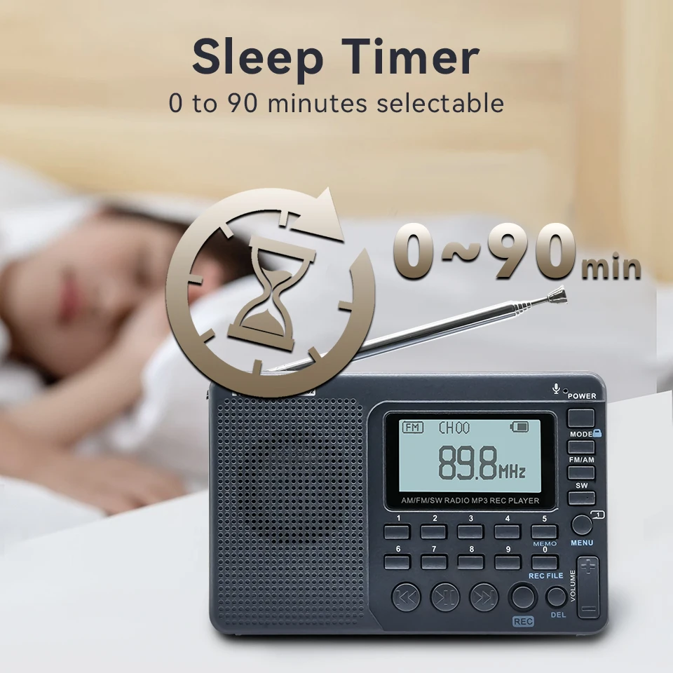 Radio RETEKESS V115 FM AM SW, Radios Portátiles Recargables, Múltiples Bandas, Grabadora USB, Altavoz para Personas Mayores TX32