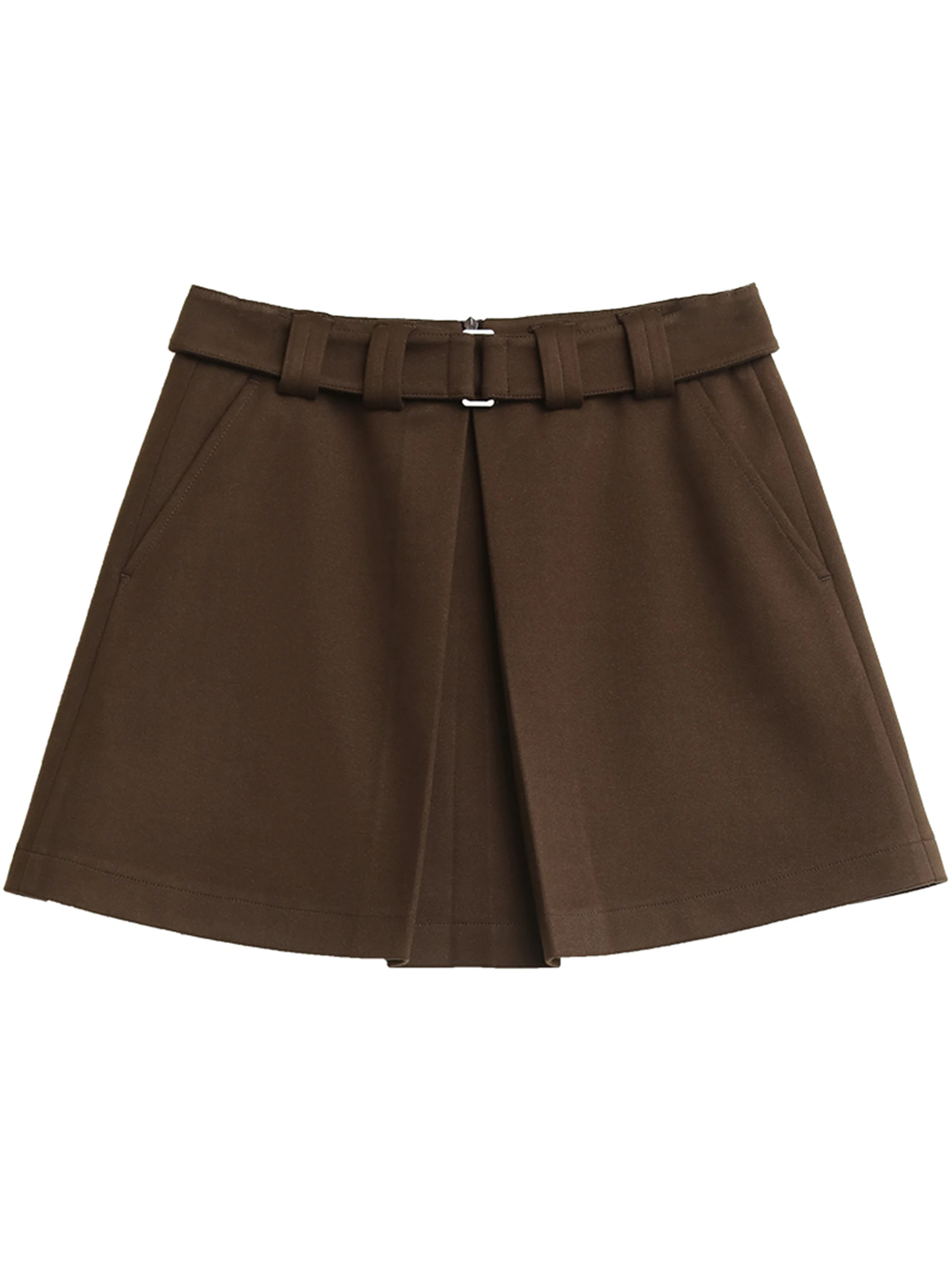 CHIC VEN moda mujer faldas sólido nuevo de cintura alta A-line Slim señoras media falda cadera abrazando Otoño Invierno 2025