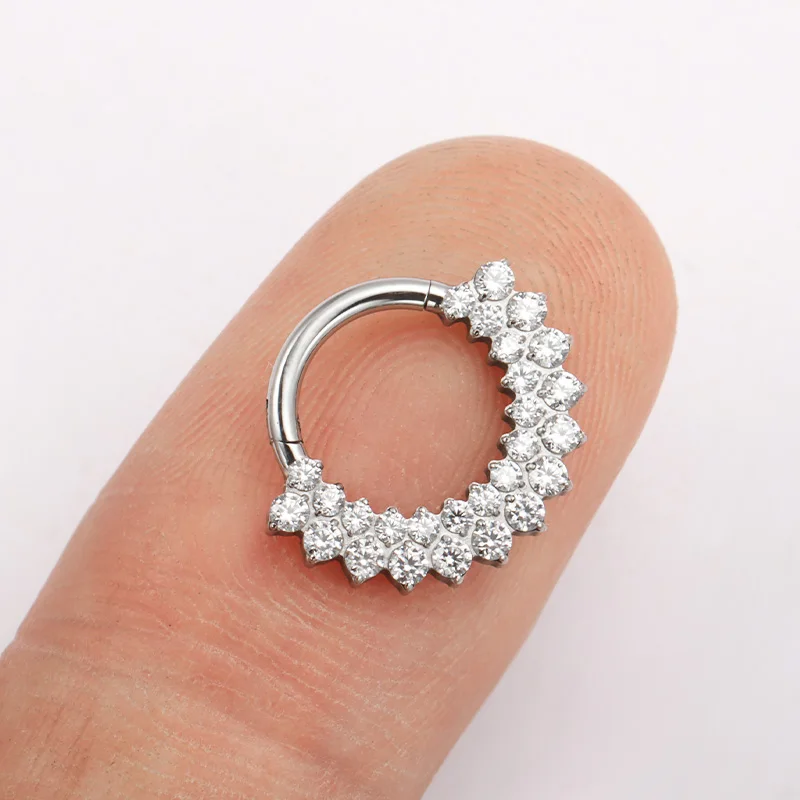 ASTM F136 titanio Clicker tabique nariz anillo Piercing CZ Daith pendiente aro frontal segmento con bisagras joyería corporal de lujo nuevo