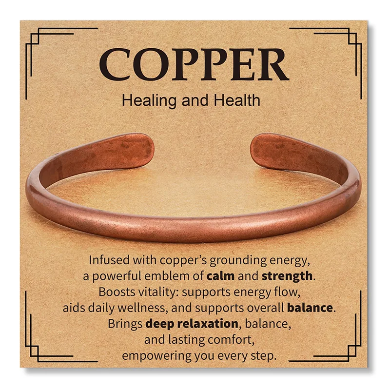 Pulseras de Cobre Puro para Mujer y Hombre, Brazaletes Curativos Impermeables para Hombre, Brazalete de Cobre Ajustable y Grueso, Joyería Curativa