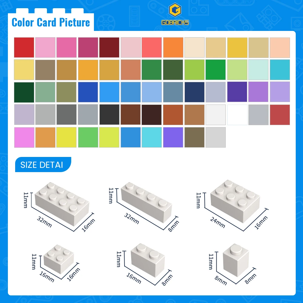 Gobricks-bloques de construcción para niños, 10 piezas, montaje de piezas, azulejos planos 2x2, compatibles con 3068, juguetes educativos para niños