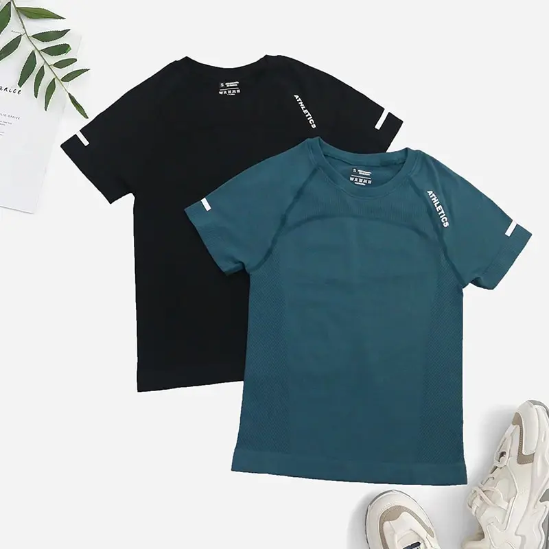 Camisetas de yoga sin costuras para mujer, camisetas de 2 piezas de entrenamiento deportivo con letras de yoga