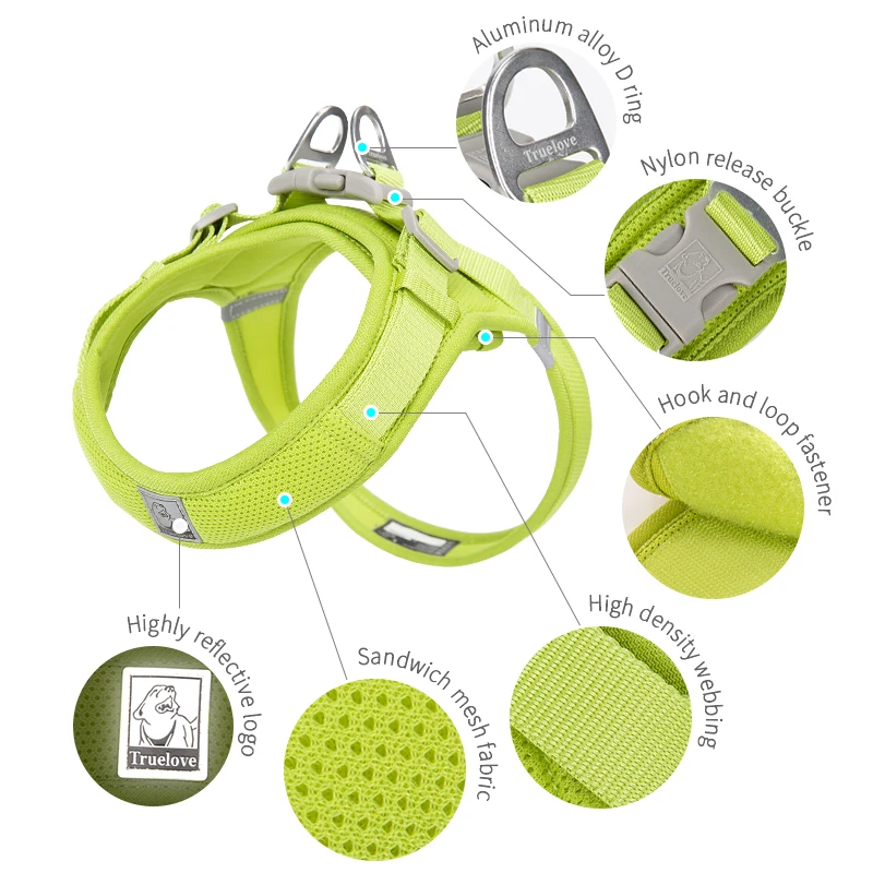 Arnés Truelove para Perros Pequeños y Medianos, Malla de Nailon Transpirable, Ajustable, Resistente, para Entrenamiento al Aire Libre, TLH3013