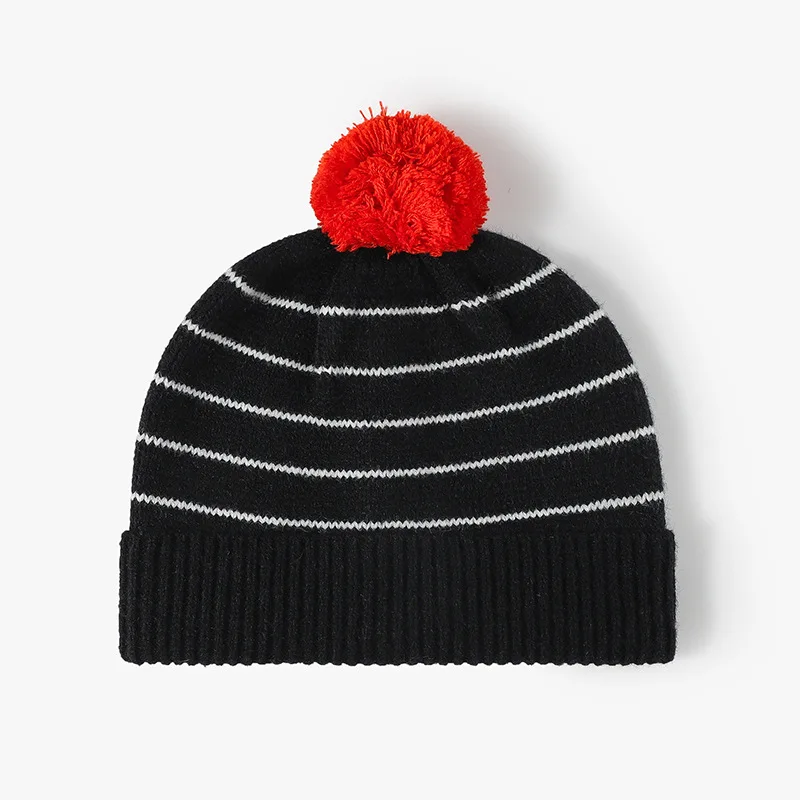Gorro de punto a rayas para mujer y niña, ropa de calle Y2k, gorro de pescador tejido de lana con rayas degradadas de arcoíris, moda de invierno