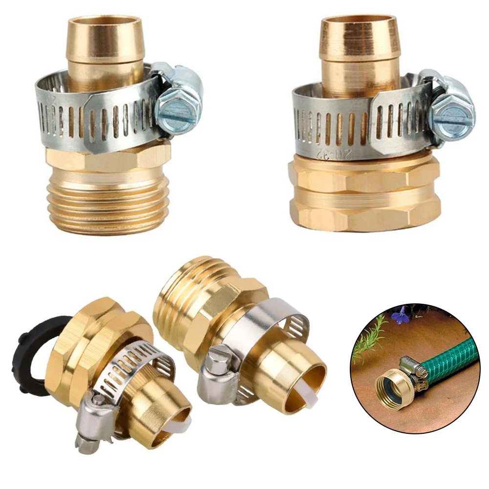 Kit de reparación de mangueras de jardín, Conector de manguera con abrazadera de acero inoxidable, juego de conectores, sistema de riego de jardín, 3/4 pulgadas