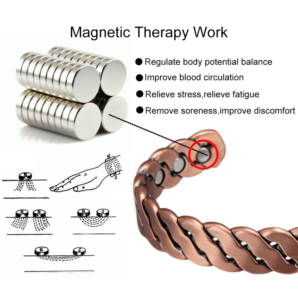 Pulseras de Cobre Puro Vinterly, Trenzadas a Mano, Ajustables de 12 mm, Joyería Magnética de Alta Energía para la Salud, Brazalete Redimensionable