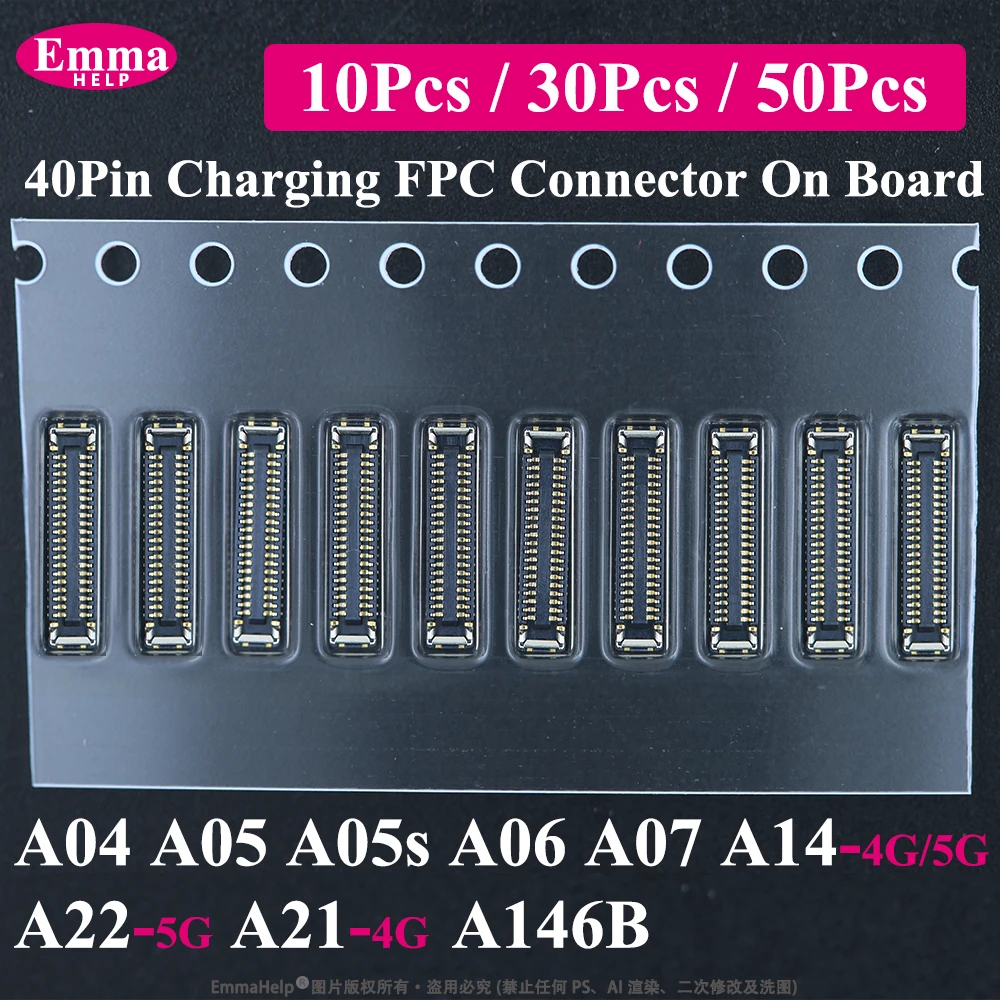 Conector FPC de Carga de 40 Pines en la Placa Base para Samsung A14 A07 A06 A05 A05S A04 A146B A22 5G A21 4G