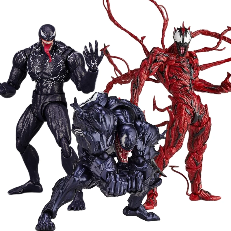 Figura de Acción de Spider-Man Venom Carnage de YAMAGUCHI, Estatua con Articulaciones Móviles y Rostro Reemplazable, Modelo de Muñeca Coleccionable
