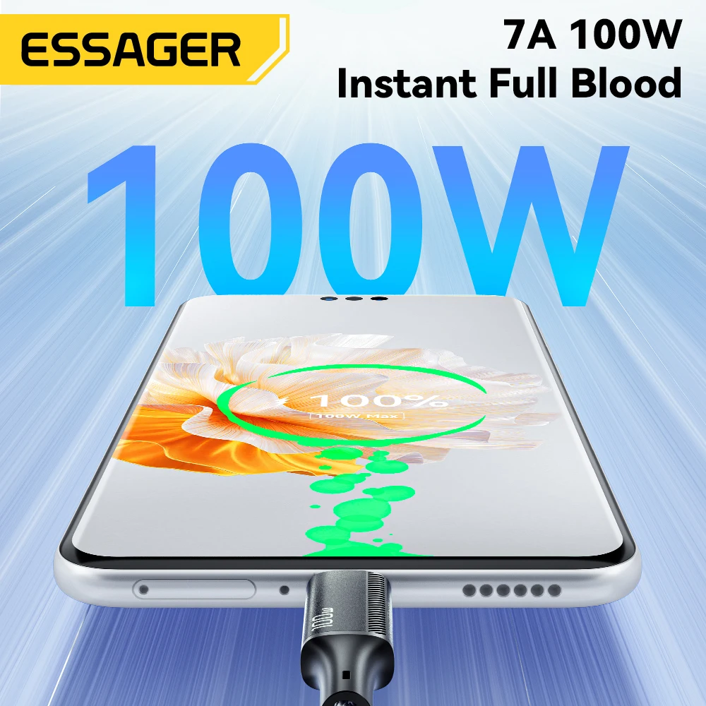Essager Cable de 100W USB C a tipo C para iluminación PD cargador rápido datos 3 en 1 Cable de carga rápida para Macbook iPhone Samsung Xiaomi