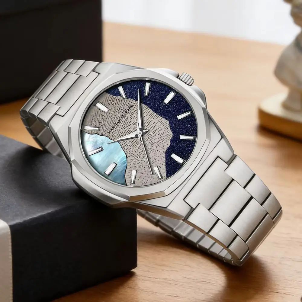 Reloj Hannah Martin para Hombre, 40mm, Acero Inoxidable y Cuero, Resistente al Agua, Reloj de Negocios con Movimiento de Cuarzo Japonés, Herramienta Incluida