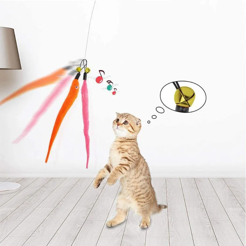 Reemplazar accesorios de juguete de peluche para gatos, cabeza de repuesto de gusanos, palo divertido para gatos, juguetes para mascotas, 5/10/6/11 Uds.