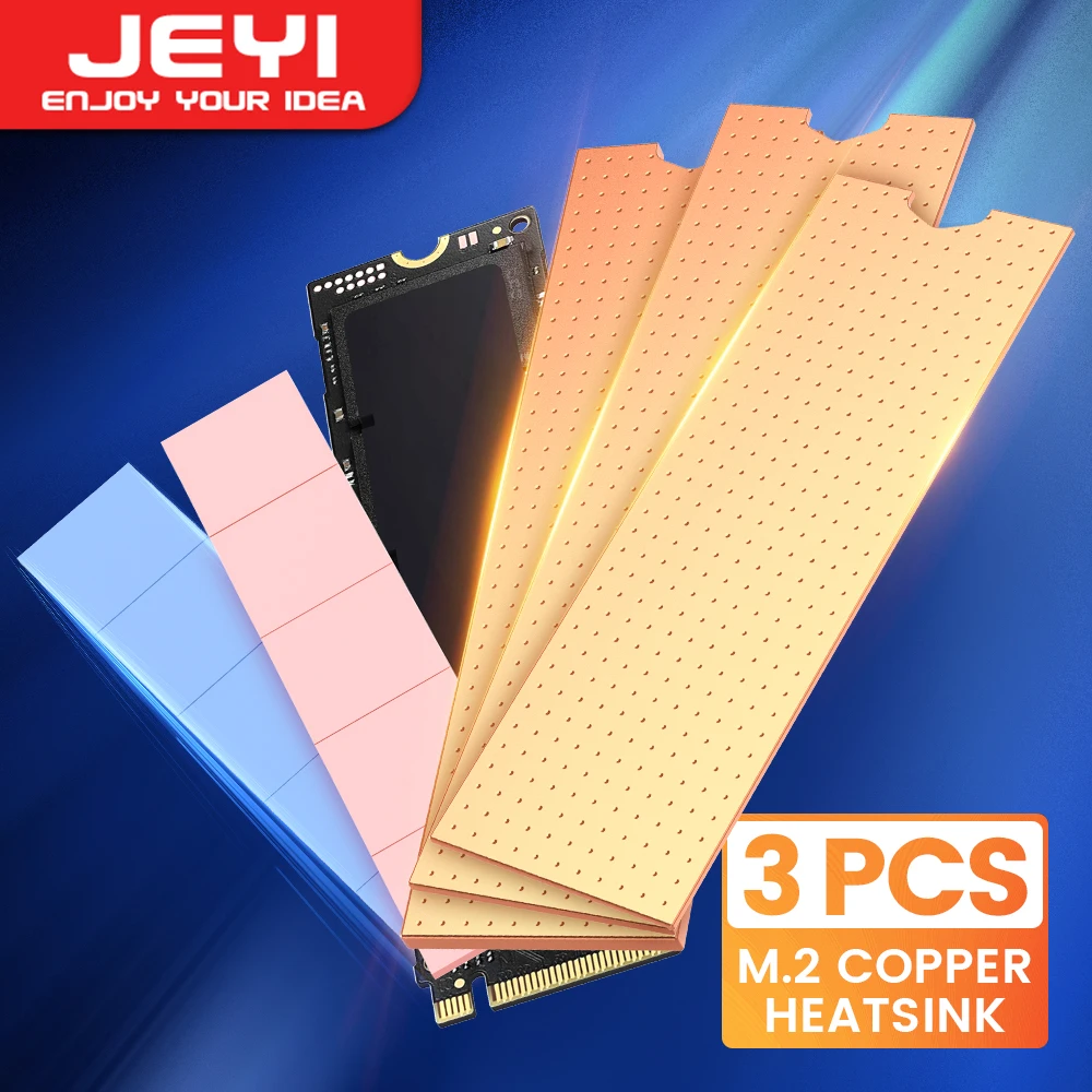 JEYI-disipador térmico M.2 de cobre NVMe 2280 SSD, radiador de disco de estado sólido con almohadilla térmica de silicona para ordenador portátil y de escritorio