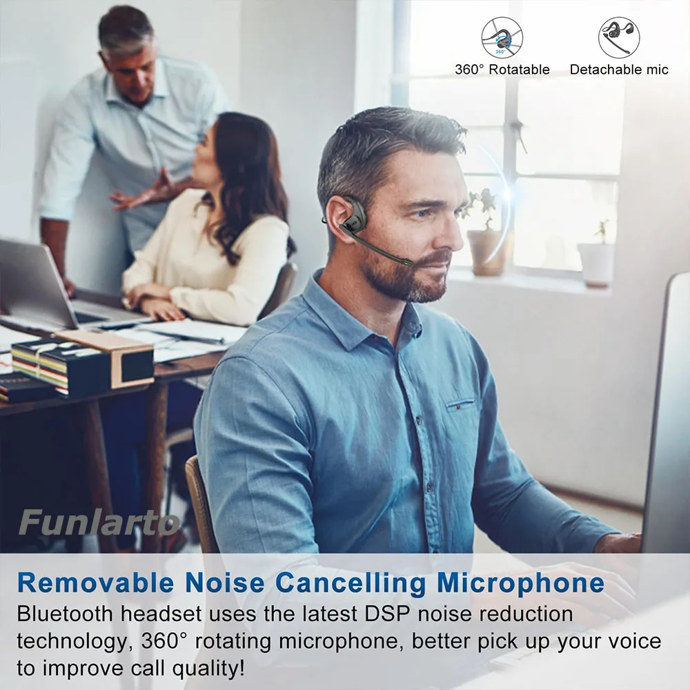 Auriculares inalámbricos Bluetooth 5,3, auriculares inalámbricos de negocios con micrófono extraíble, auriculares abiertos, nuevo