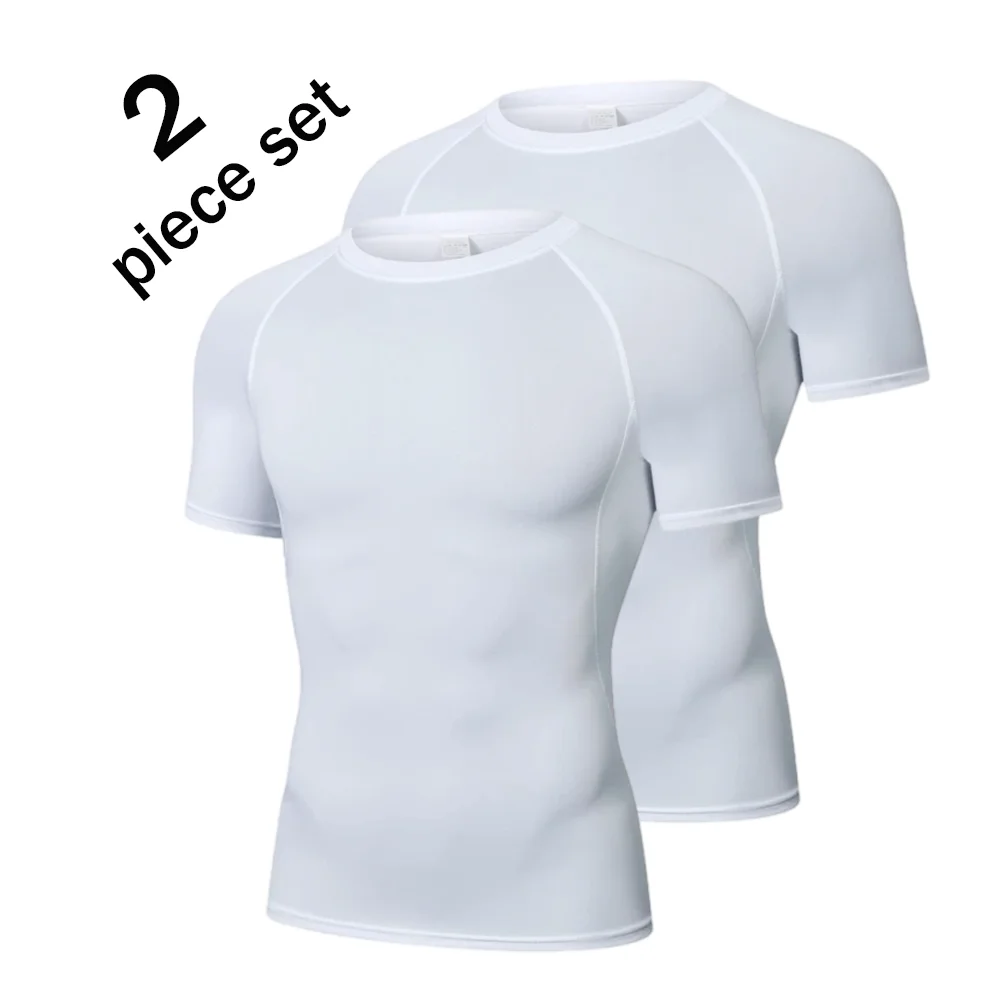 Camiseta deportiva de compresión para hombre, camiseta de manga corta para entrenamiento y Fitness, camisetas deportivas para correr de secado rápido, 2 uds.