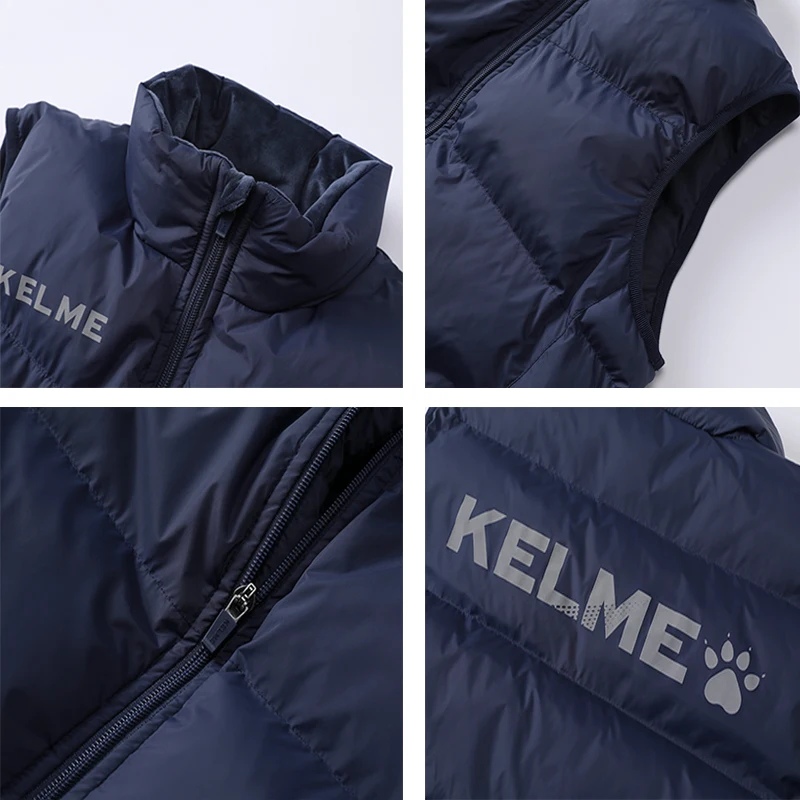 KELME, chaleco de invierno para hombre, entrenamiento deportivo, prendas de vestir ligeras e impermeables, abrigo informal con cuello levantado corto, chaqueta cálida a prueba de viento