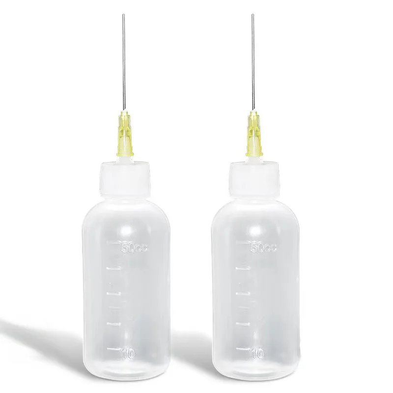 Botella de Plástico Transparente de 50 ml con Aguja, Dispensador de Resina Líquida, Alcohol, Pasta de Soldadura para Limpieza de PCB de Teléfonos, Reparación de Soldaduras