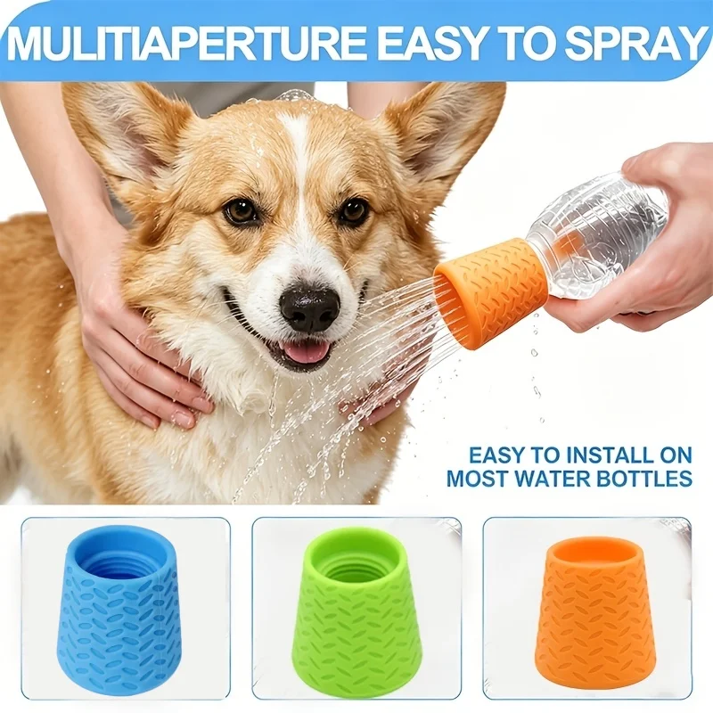 Cabezal de ducha para mascotas, boquilla portátil de silicona para baño de perros y bebedero al aire libre, cabezal pulverizador multifuncional, suministros de limpieza para mascotas, 1/3 Uds.