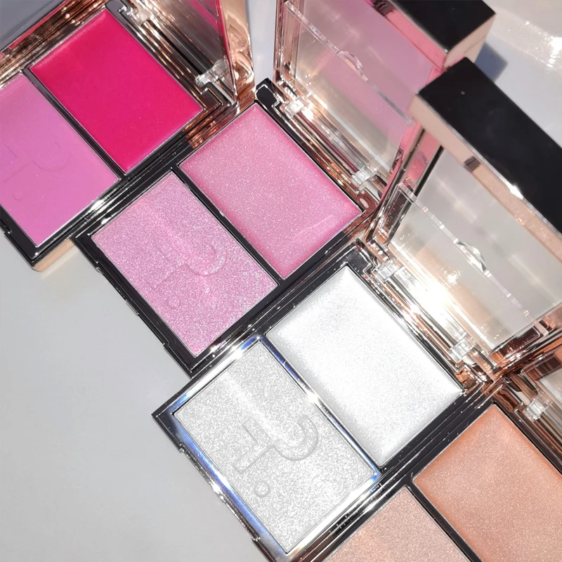 Paleta de Maquillaje Facial 2 en 1 de la Marca Popular Patrick, Colorete en Crema y Polvo de Doble Color, Iluminador Brillante, Cosméticos para Mujer