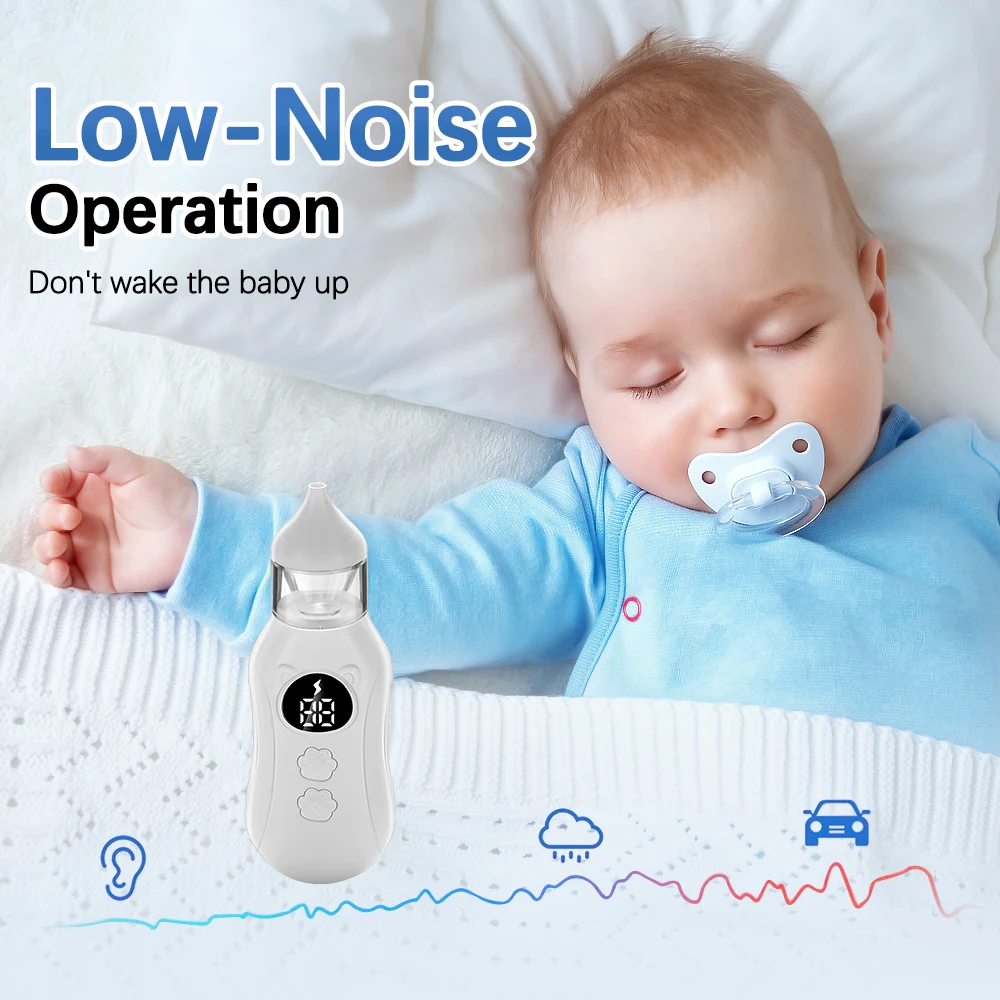 Aspirador Nasal eléctrico para bebé, limpiador de nariz inteligente para recién nacido, dispositivo de succión de moco de 9 velocidades, succionador de moco para niños pequeños de poco ruido