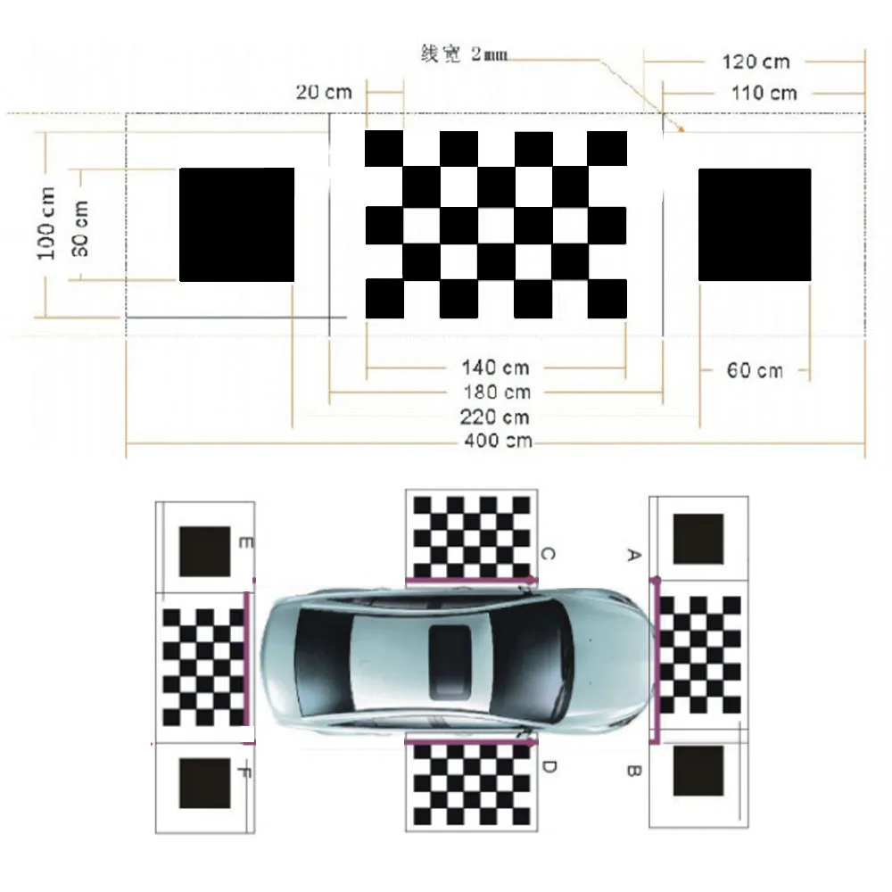 Paño de Calibración 3D 2D Panorámico para Coche, Paño de Depuración para Sistema de Visión 360 Grados con Cámara de Vista de Pájaro, Especial, 4 Piezas/Set
