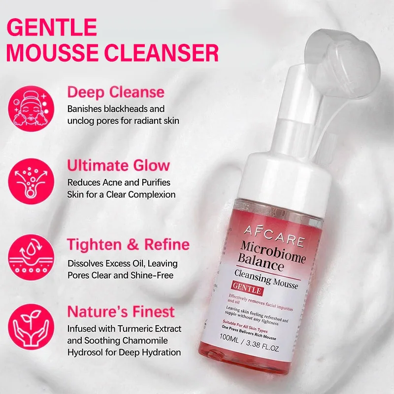 Espuma Limpiadora Facial Suave AFCARE para Piel Sensible y Seca - Limpiador Hidratante Diario Calmante que Elimina la Acumulación de Grasa