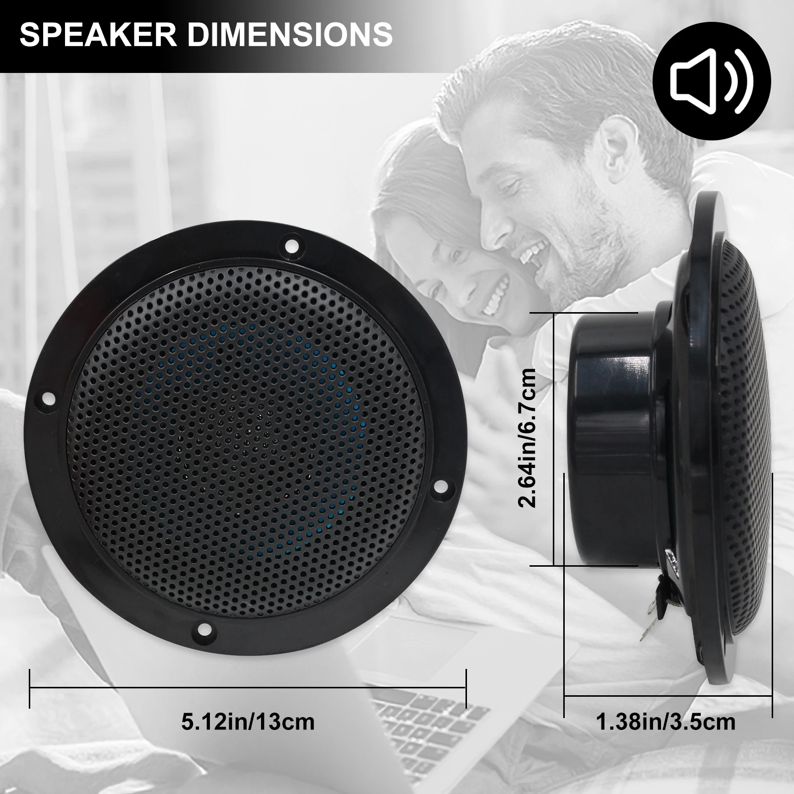 Altavoces Bluetooth de techo Herdio de 4 pulgadas, resistentes al agua, 160W, altavoces marinos para baño, cocina, hogar, exteriores, caravana, 2 unidades