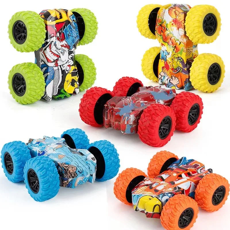 Mini coche de inercia de juguete para niños, reconocimiento automático de colisión, coche para correr de doble cara, juguete interactivo divertido para niños y niñas