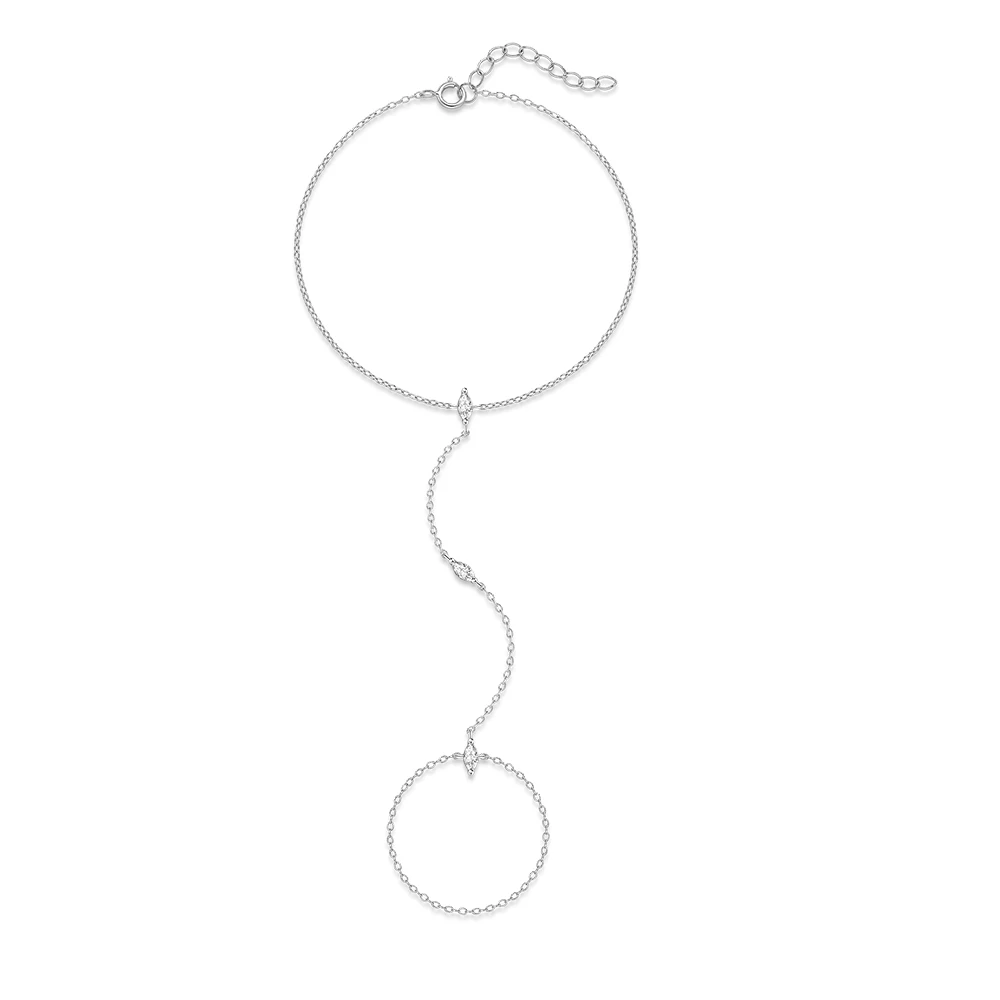 CANNER 1PCS Anillo de Plata de Ley 925, Joyería para Mujer, Anillo de Cadena, Pulsera de Plata 925, Cadena de Mano