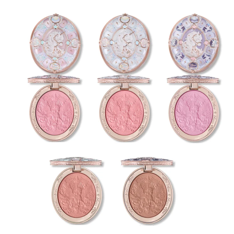 Set de Regalo de Maquillaje Flower Knows Knight Unicorn, Lápiz Labial, Rubor, Polvo Fijador Cloud, Sombra de Ojos Starlight, Kit de Cosméticos en Caja de Regalo