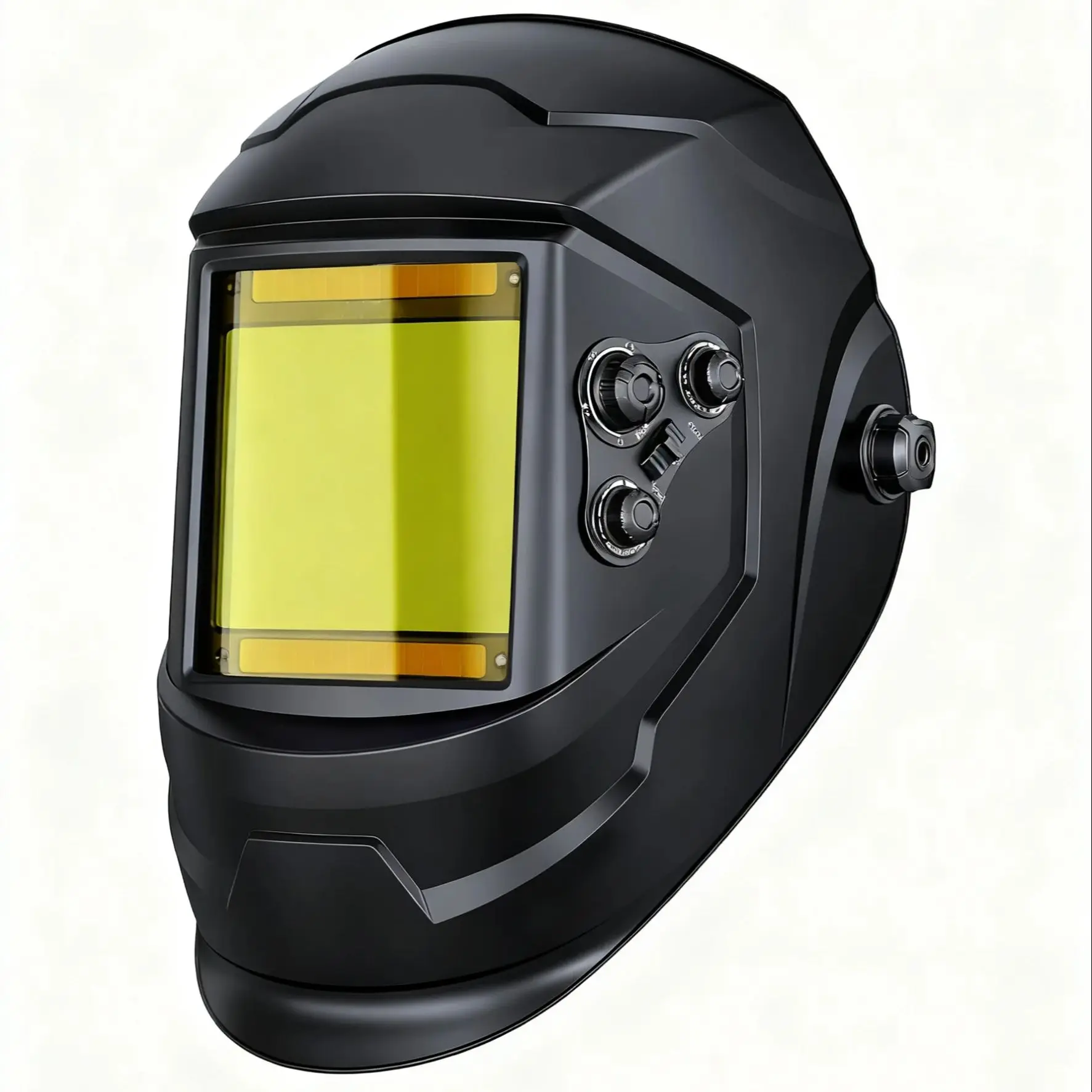 Casco de soldadura con oscurecimiento automático de color verdadero, vista grande, 10 cm x 9,3 cm, con luz, capucha de soldadura solar, lámpara ancha de 4 sensores de arco