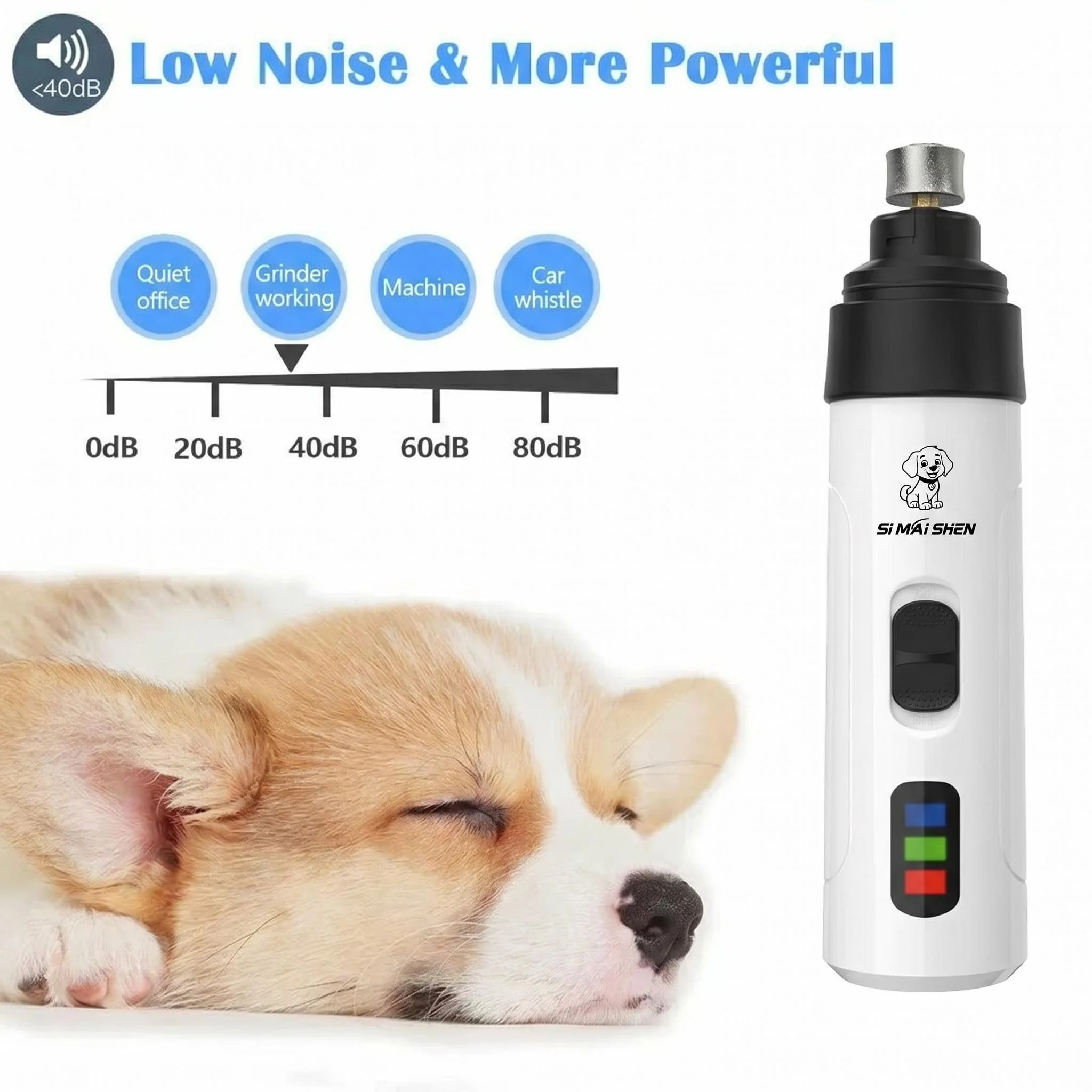 Molinillos de uñas para perros y gatos, cortaúñas eléctrico silencioso, recargable por USB, herramientas de aseo