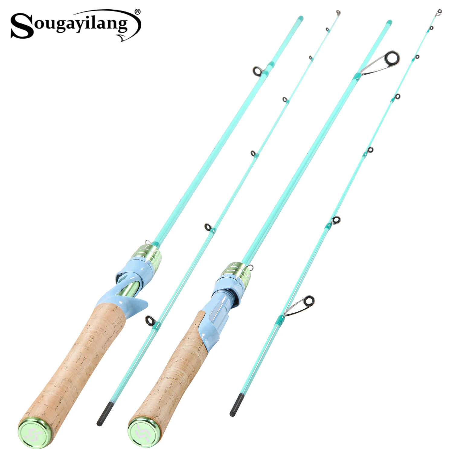 Sougayilang-caña de pescar profesional de 2 secciones, 1,8/2,1 m, Material de carbono opcional, anillo guía sensible, mango de corcho cómodo