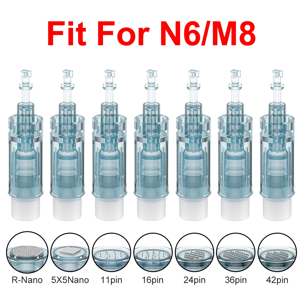 50/100 piezas Cartuchos de aguja de bayoneta para Derma Pen N6/M8 11/16/24/36/42/Nano, Puntas de repuesto para Microneedling Pen