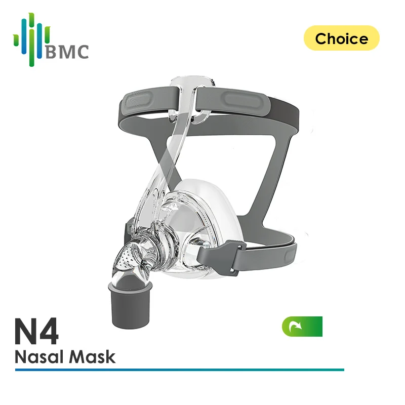 BMC-mascarilla Nasal CPAP N4, máscara para dormir con casco S/M/L, diferentes tamaños, adecuada para la manguera de conexión de la máquina CPAP