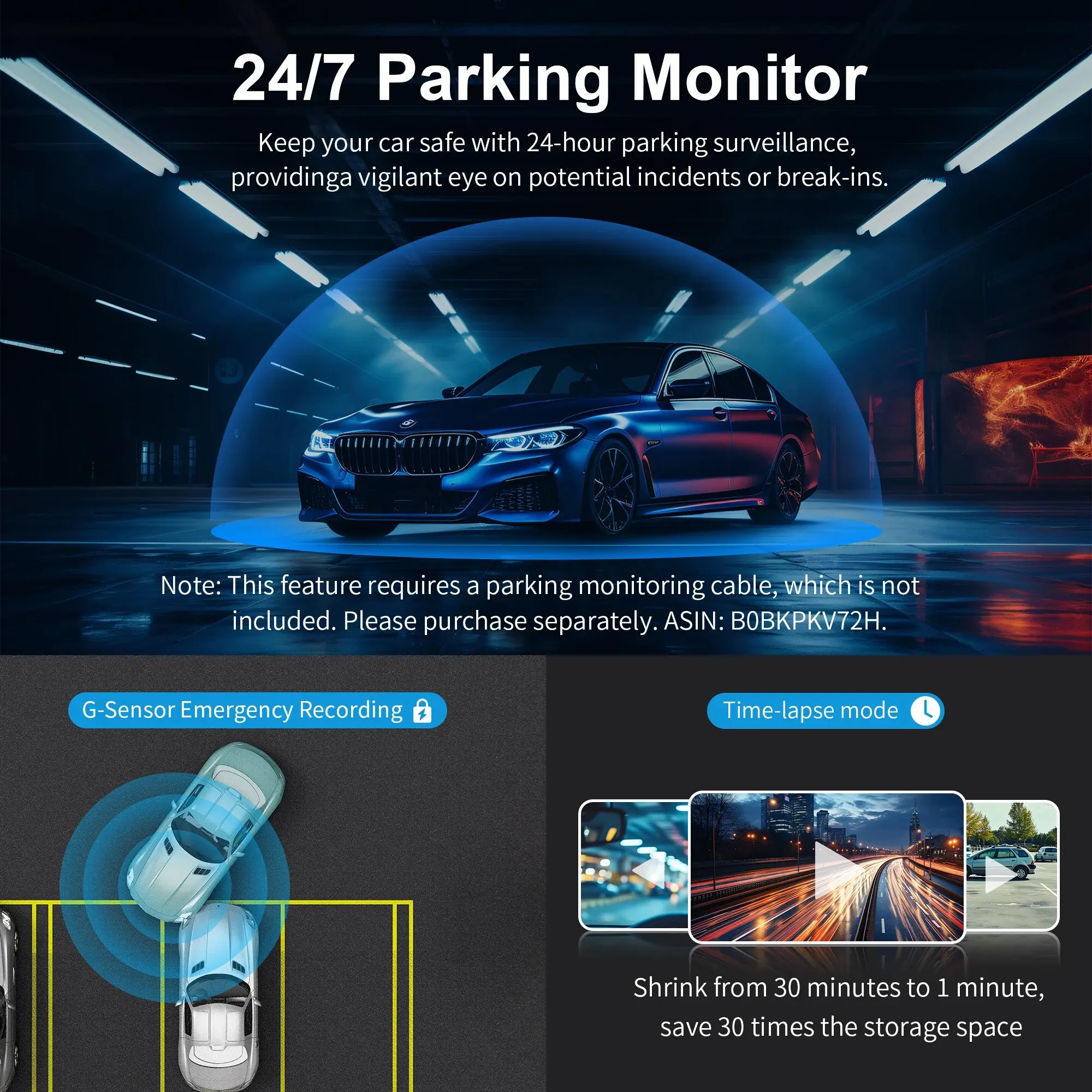 Cámara de salpicadero 2K para coche, DVR, grabadora de video KAWA D5, control de voz de emergencia, WiFi, aplicación, monitor, WDR.