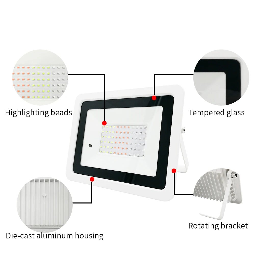 Luz de inundación LED RGB 100W 50W 30W 20W AC220V IP68 foco impermeable para exteriores farola Foco proyector LED Reflector RGB