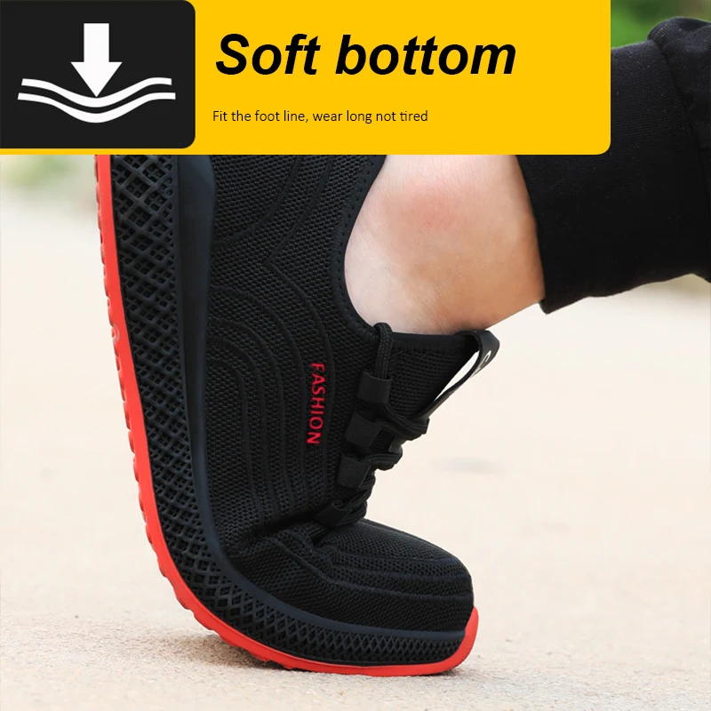Mangu Air Mesh zapatos de trabajo con punta de acero, zapatos de trabajo transpirables, zapatos de seguridad para hombre y mujer, botas de seguridad ligeras a prueba de pinchazos