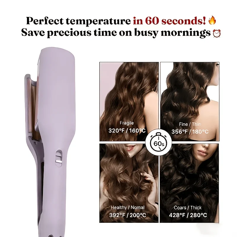 Rizador de pelo de 32 mm, ideal para mujeres, que permite crear rizos duraderos y definidos. Perfecto para lograr unas ondas de playa instantáneas. Herramienta de peluquería para usar en la playa, en el trabajo o de viaje. Ideal como regalo para diversas festividades, fácil de usar y de manejar. Incluye 1 peine o 2 gomas para el pelo.