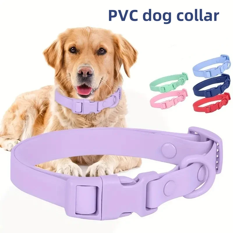 Nuevo Collar para perro de PVC de color macarrón, resistente al agua, resistente a la suciedad, fácil de limpiar, Collar para mascota, Collar ajustable para perro mascota