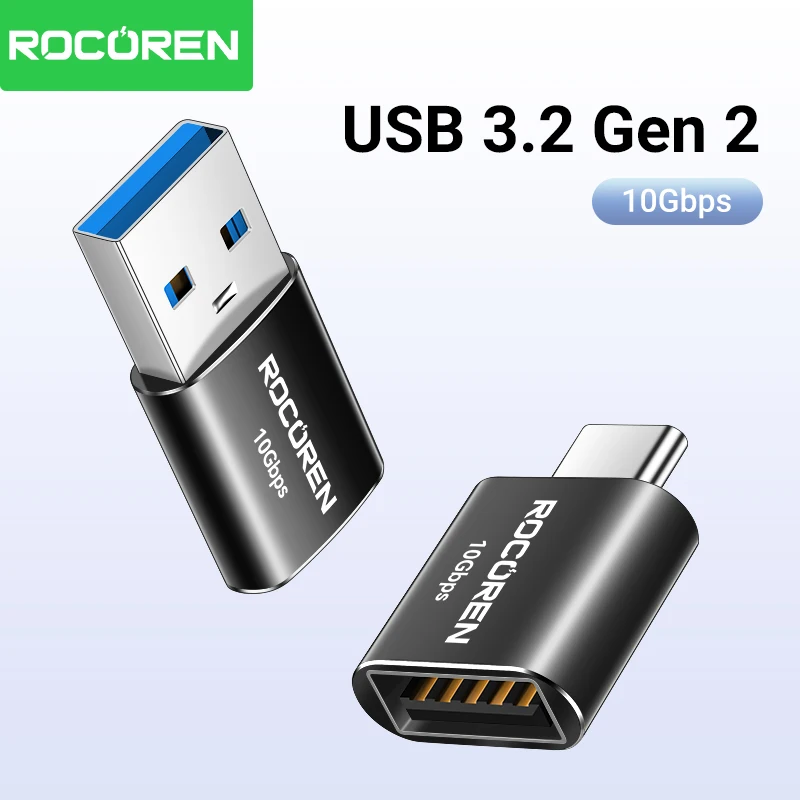 Rocoren USB tipo C OTG adaptador USB C macho a USB 3,2 hembra convertidores de Cable para Macbook Samsung S23 Xiaomi 10 Gbps tipo c OTG