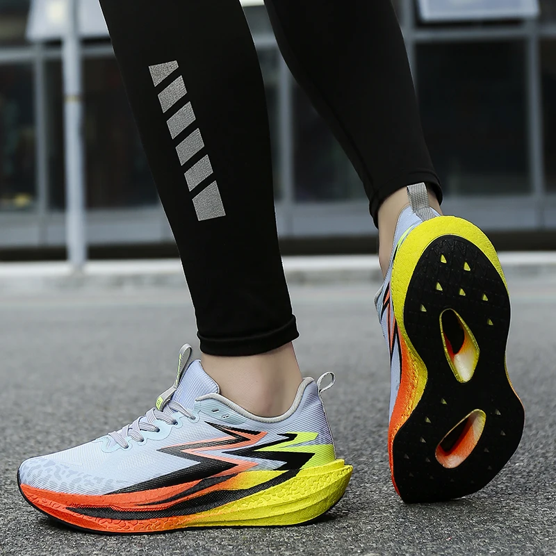 Zapatillas de Running para Hombre con Placa de Carbono y Amortiguación de Aire, Transpirables y Ligeras; Zapatillas Deportivas Cómodas y Antideslizantes para Mujer