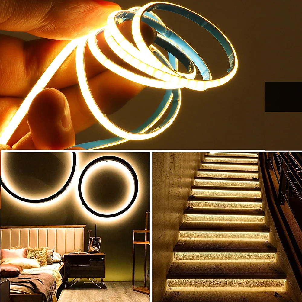 Tira de luces LED COB PCB de 5V USB de 3mm con interruptor atenuador Control remoto 320 LED iluminación lineal de alta densidad lámpara de cinta Flexible
