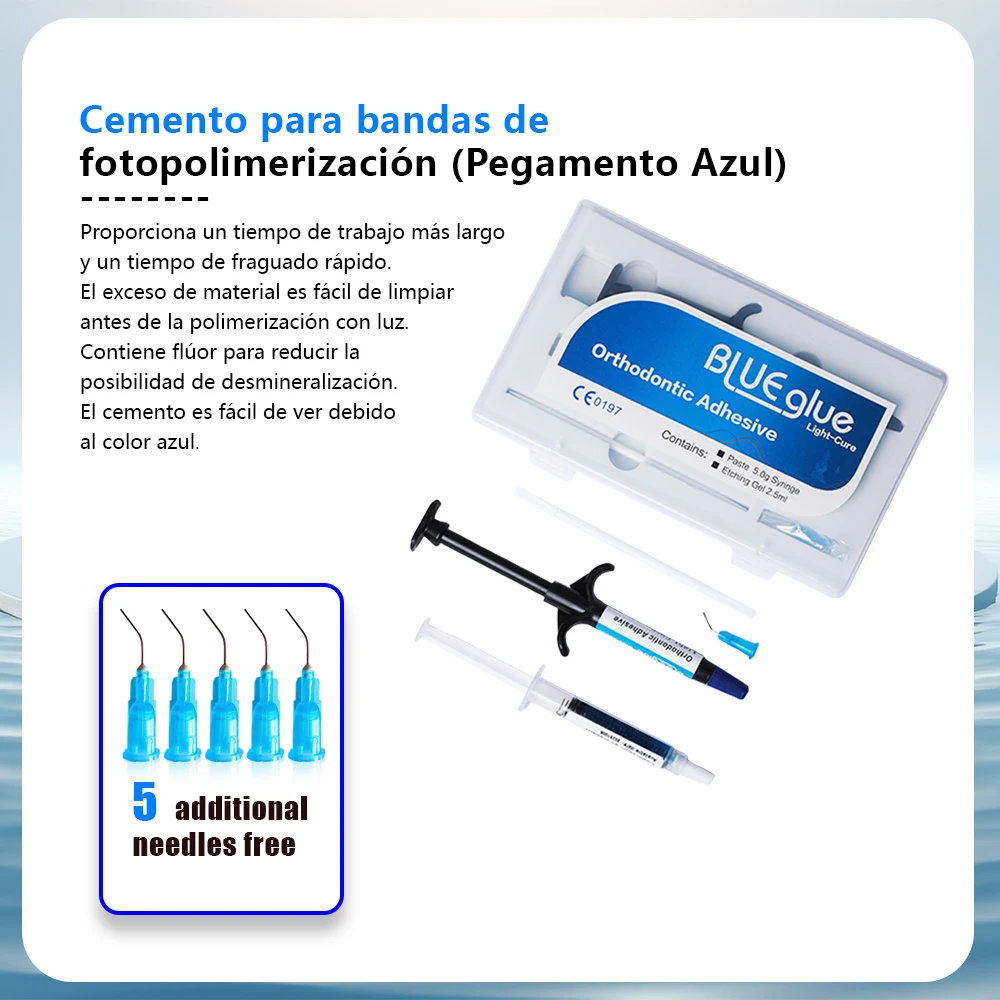 Aparatos dentales adhesivos de pegamento azul ortodoncia Universal curado ligero para tubo de soporte decoración de cristal Kit de tirantes de pegamento para dientes Wit