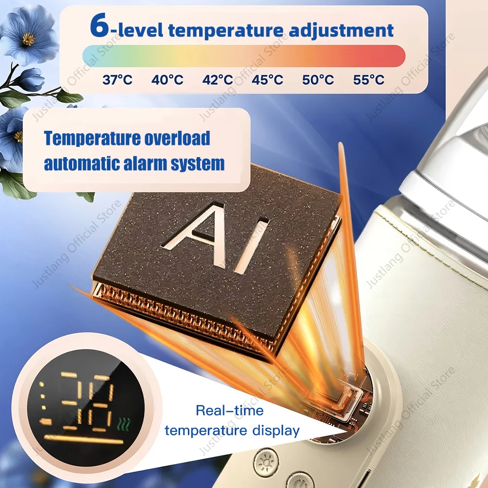 Calentador de biberones JUSTLANG de 10000mAh, calentador de leche materna multifunción de 5 niveles de calor, Control preciso de temperatura, calor de biberón