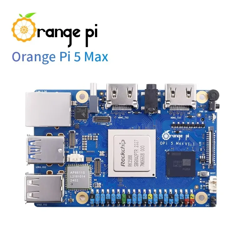 BoMaS Orange Pi 5 Max, Computadora de Placa Única, 8GB RAM LPDDR5, Chip RK3588, M.2 PCIE, LAN 2.5G, WiFi+BT, Placa de Desarrollo Orangepi 5 MAX