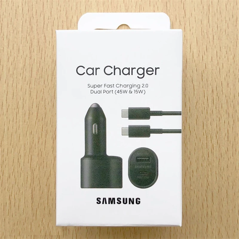Cargador de coche USB Dual SAMSUNG de 60W 45W + 15W USB A/C carga rápida PD Carregador para Galaxy S25 FE Note20 Ultra C55 A55 A54 Tab S11