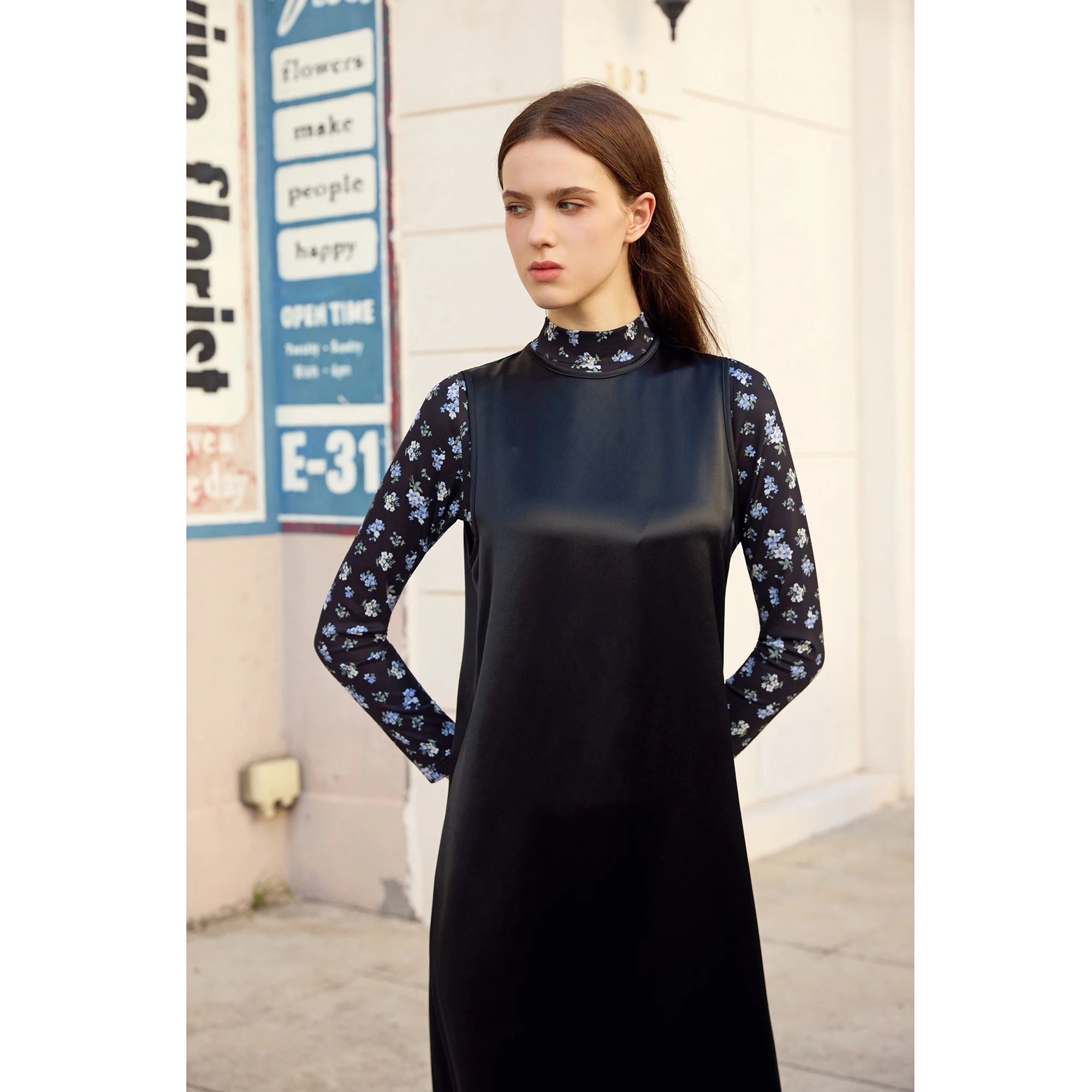 AP mujeres 2026 Otoño e Invierno nueva camisa Modal de malla estampada y tela de acetato de alta calidad Maxi vestido chaleco tejido para mujer